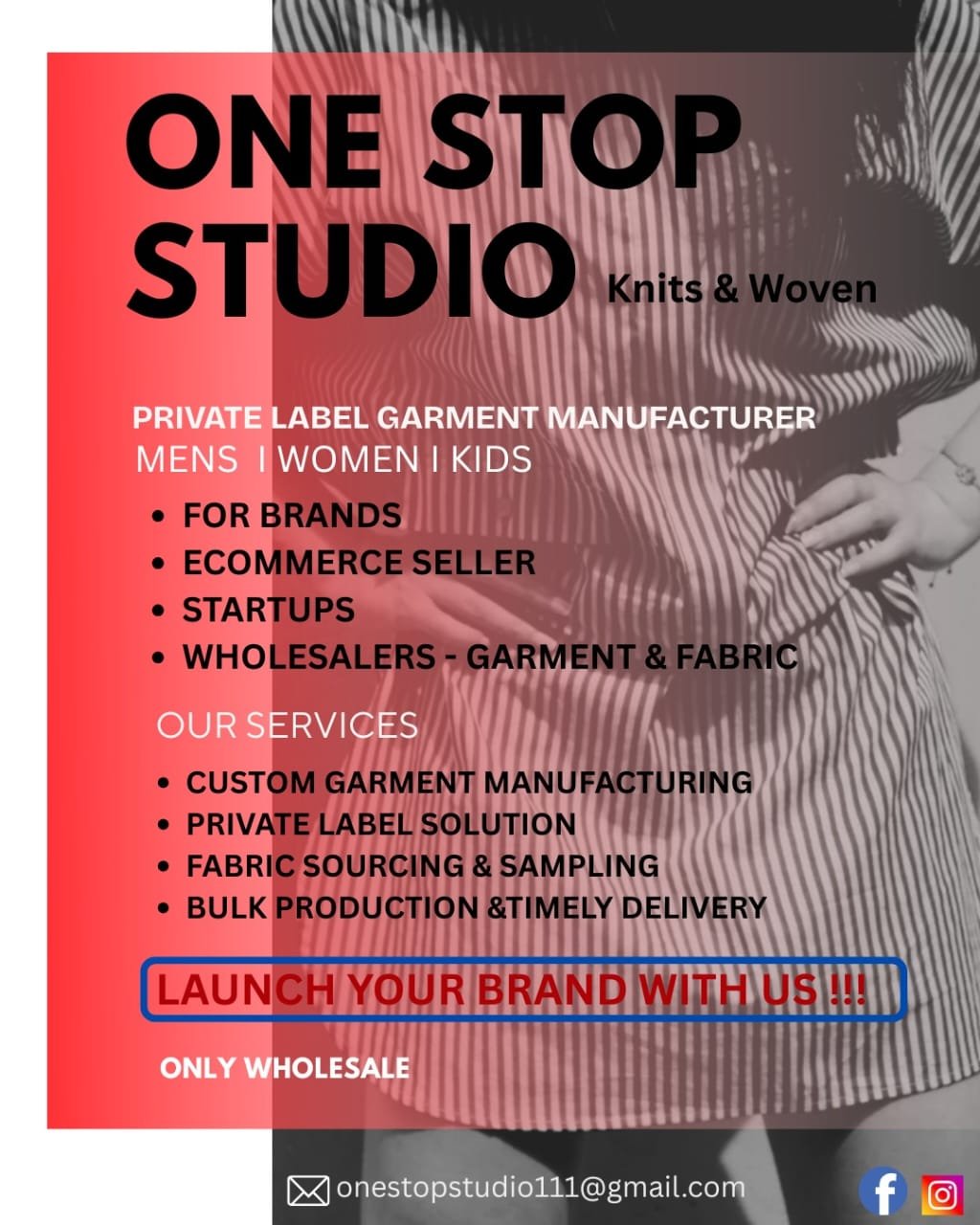 One Stop Studio private-label garment manufacturing services